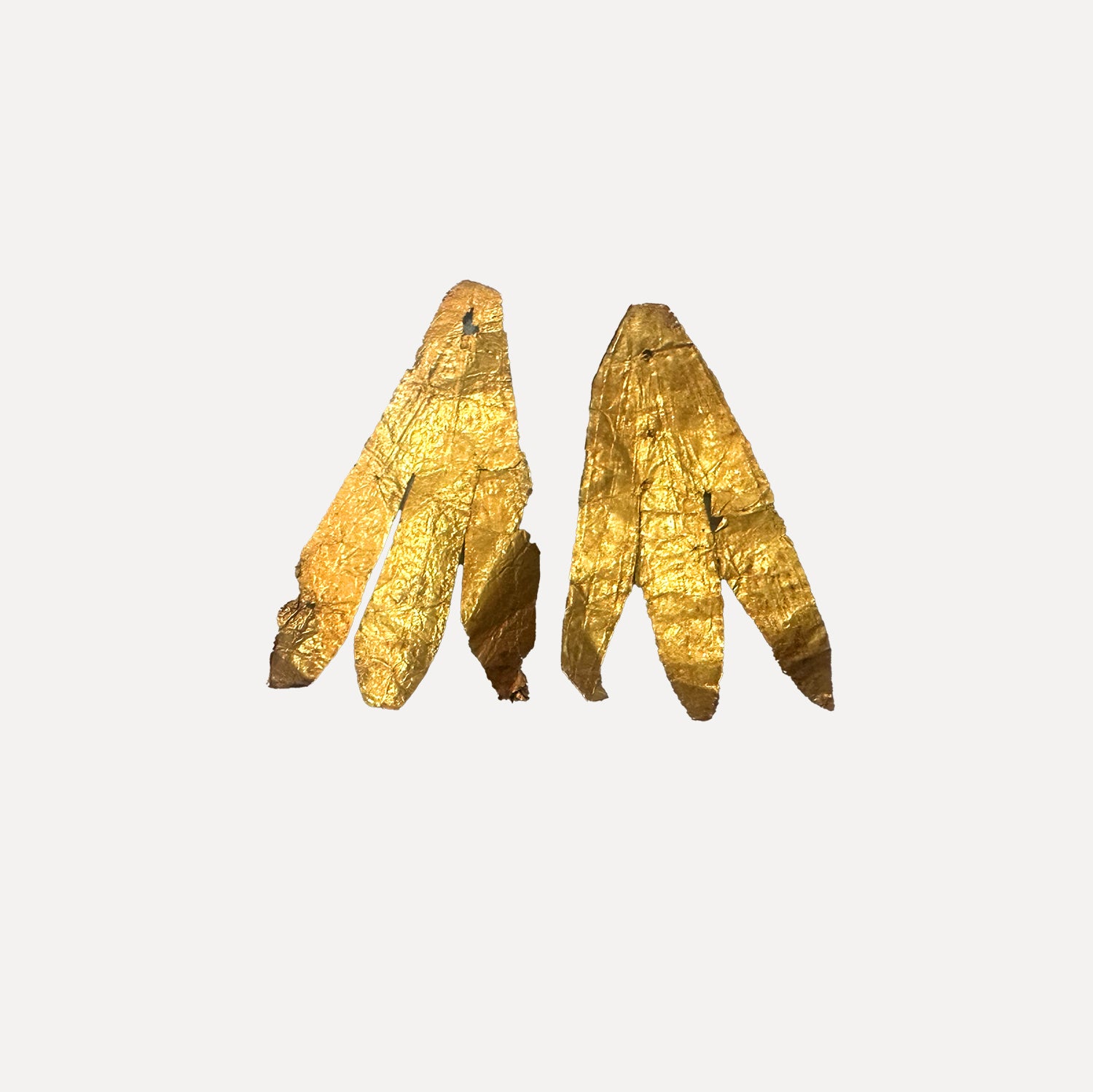 Two Greek Gold Leaves from an Olive Wreath, Hellenistic Period, ca. 3rd - 1st century BCE