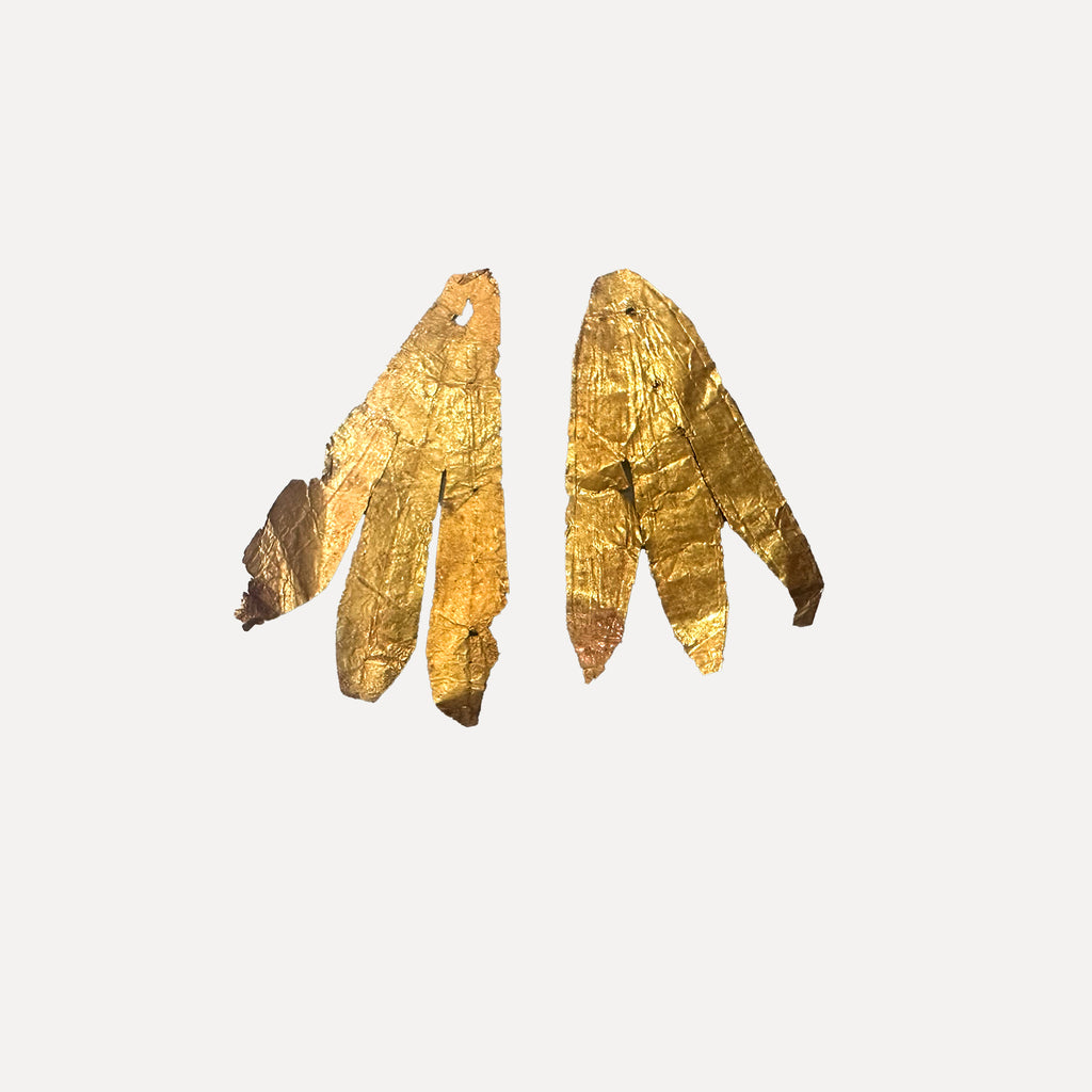 Two Greek Gold Leaves from an Olive Wreath, Hellenistic Period, ca. 3rd - 1st century BCE
