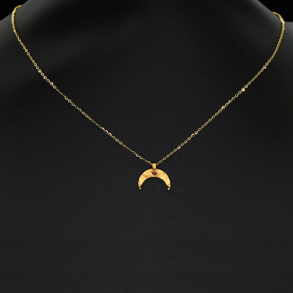 A Roman Gold and Garnet Lunar Pendant, Roman Imperial Period, ca. 2nd–3rd century CE