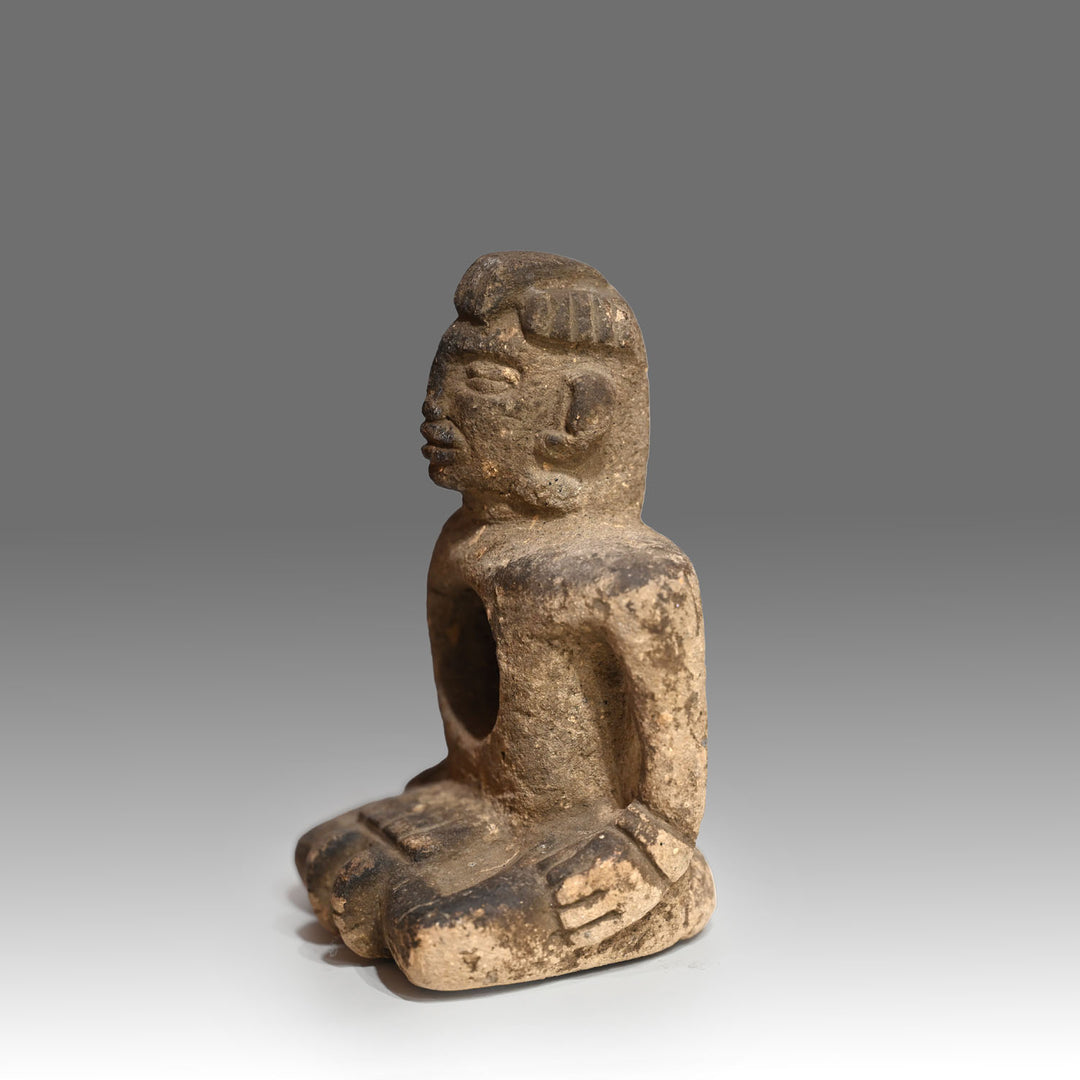 Maya Sandstone Seated Deity Figure, ca. 200 - 500 CE