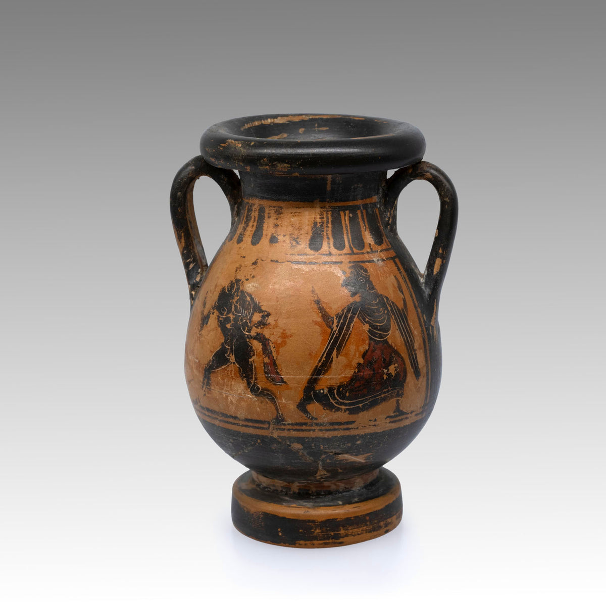 Greek Miniature Black Figure Amphora, Attributed to the Affecter Painter, ca. 6th century BCE