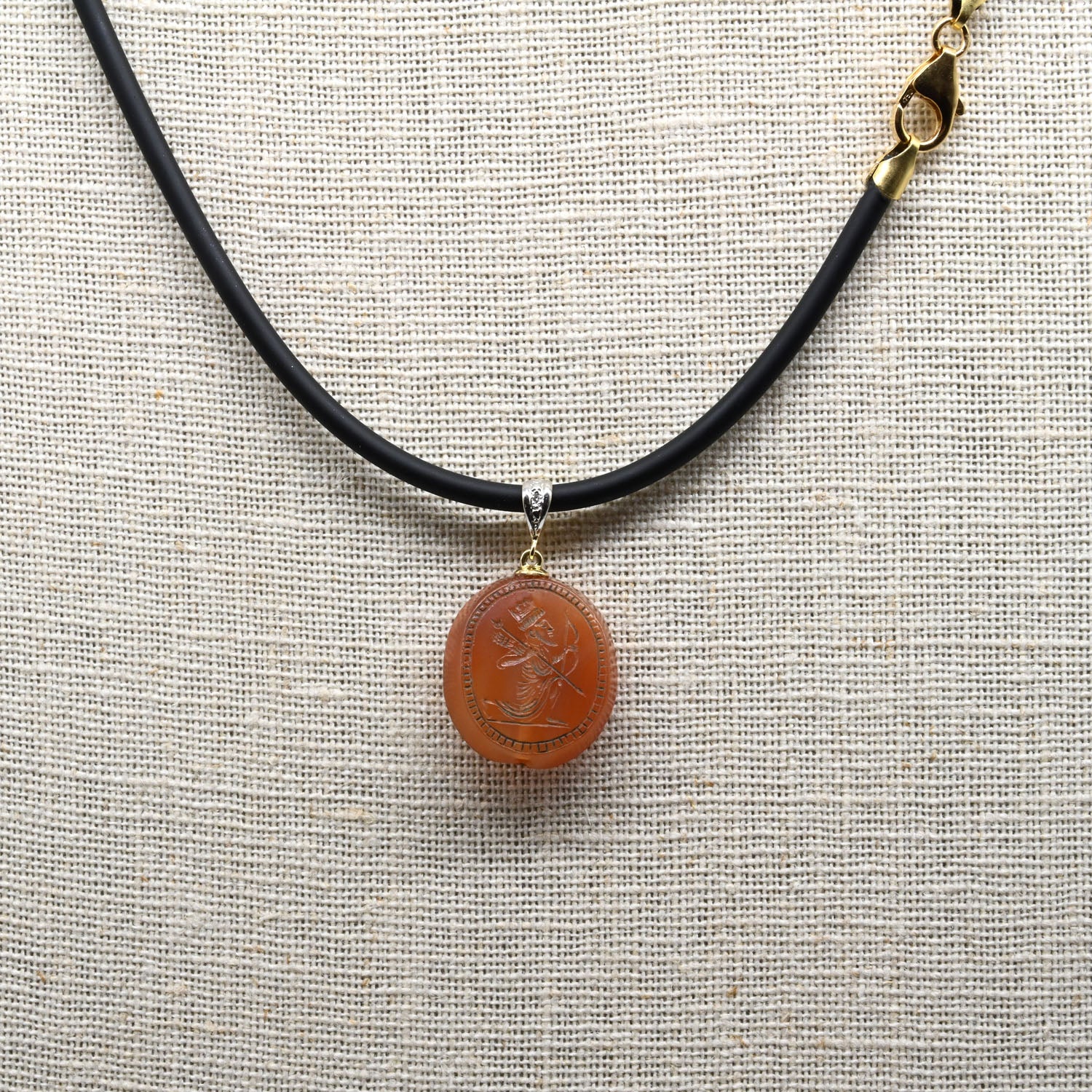 A superb Achaemenid Agate Stamp Seal with Kneeling King, Persian Empire, ca. 550 - 330 BCE