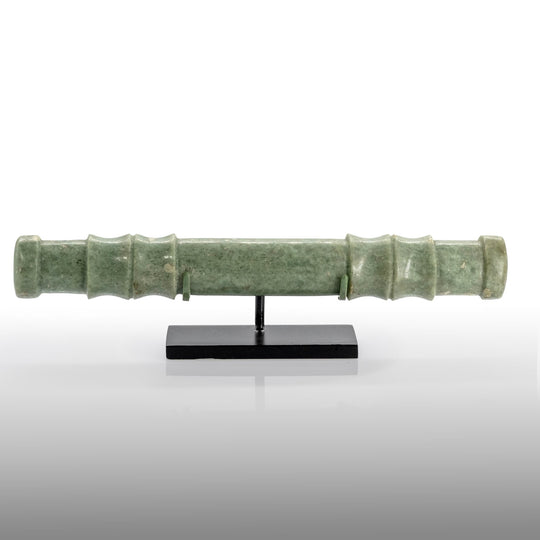 A Rare and Exceptional Maya Jade Tubular Bead, Classic Period, ca. 500 - 800 CE