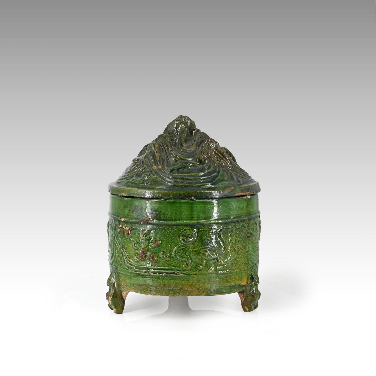 A Chinese Green Glazed Hill Jar with Cover, Western Han Dynasty, ca. 206 BCE – 9 CE