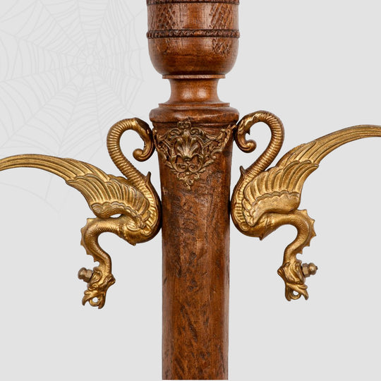 A Large, Exhibited Gilt Bronze Knight & Dragon Vampire Stake, 19th century