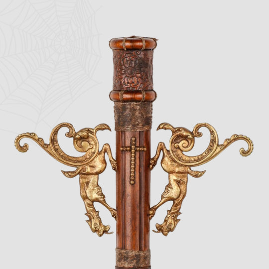 An Impressive, Exhibited Gilt Bronze Dragon Mounted Vampire Stake, 19th century