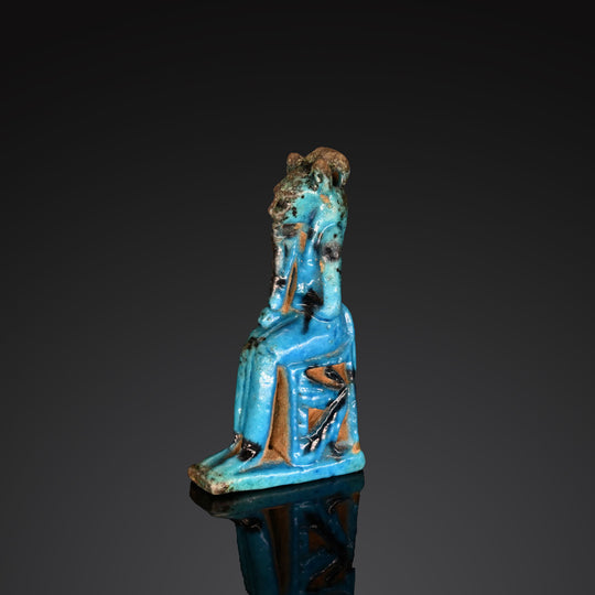 An Egyptian brilliant blue Faience Amulet of Sekhmet , Third Intermediate Period, ca. 1069 - 945 BCE