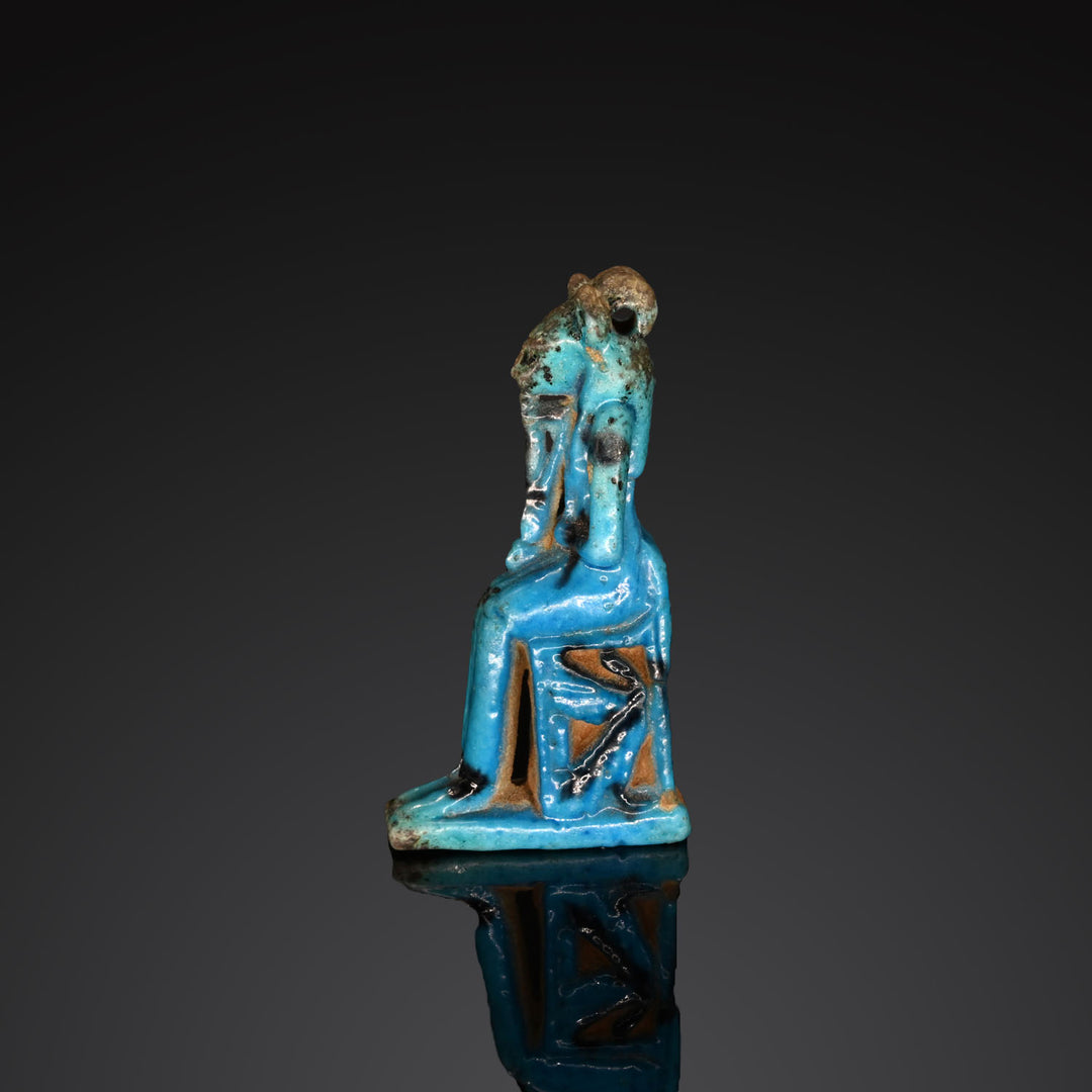 An Egyptian brilliant blue Faience Amulet of Sekhmet , Third Intermediate Period, ca. 1069 - 945 BCE