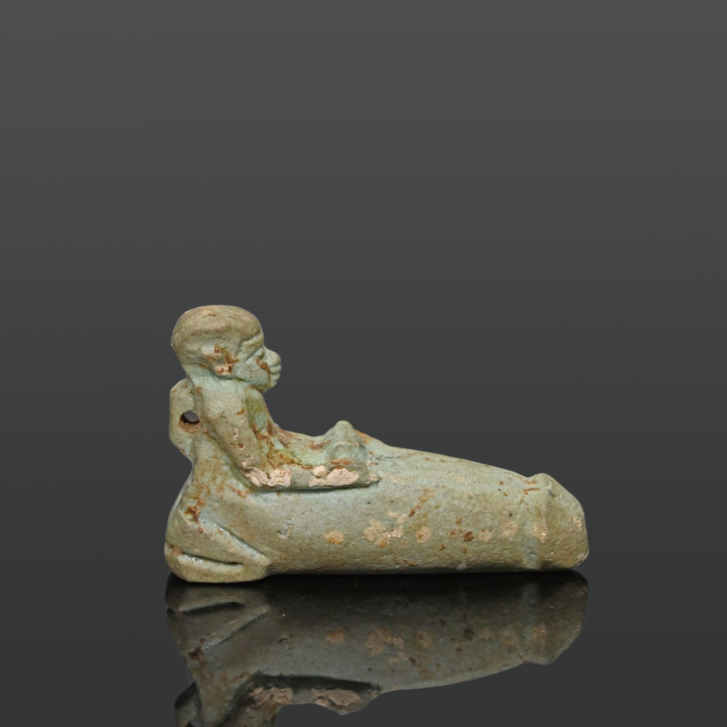 A large Egyptian Faience Ithyphallic Amulet, Late Period, ca. 664 - 332 BCE