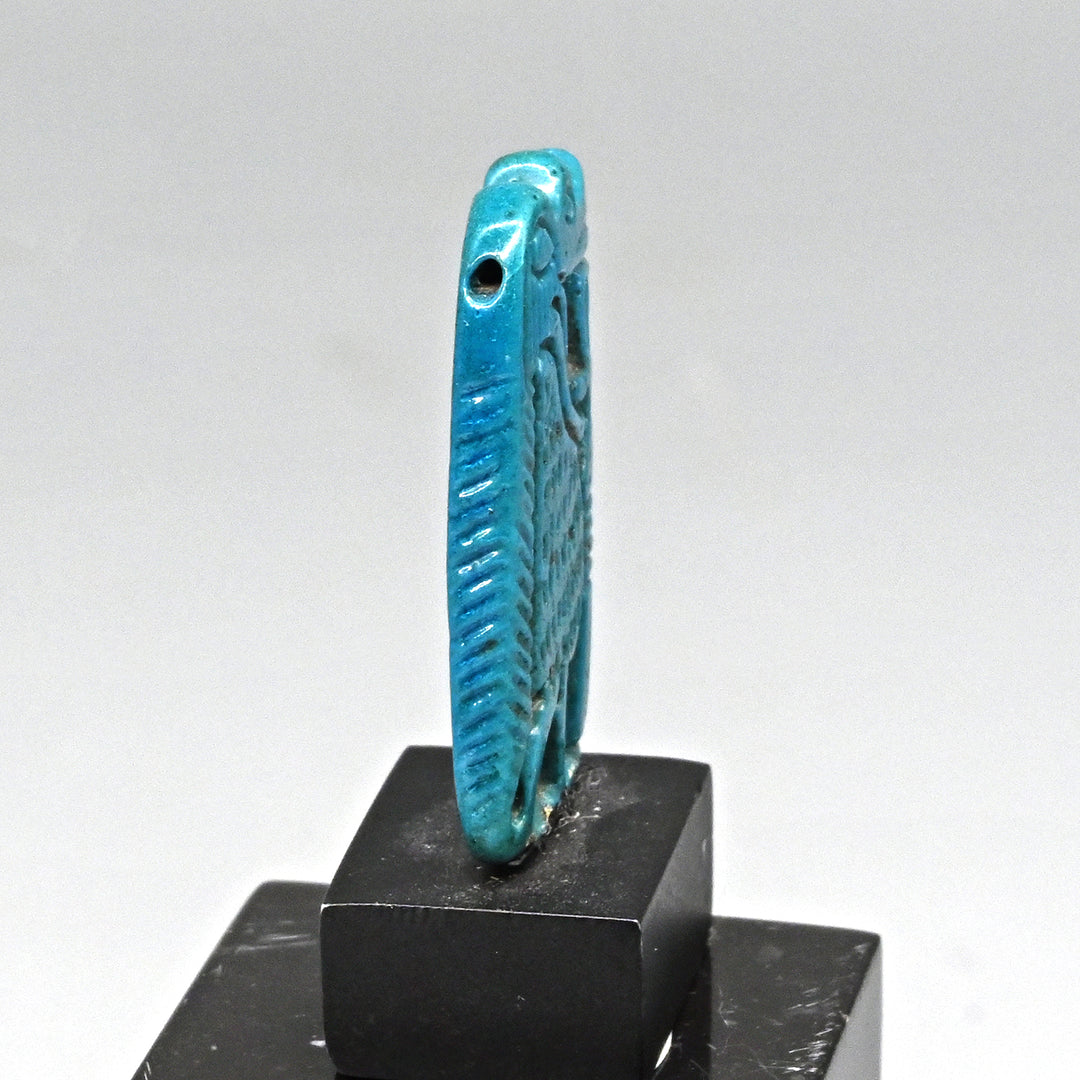 An exhibited Egyptian Faience Taweret Amulet, New Kingdom, 18th Dynasty, ca. 1550 - 1293 BCE