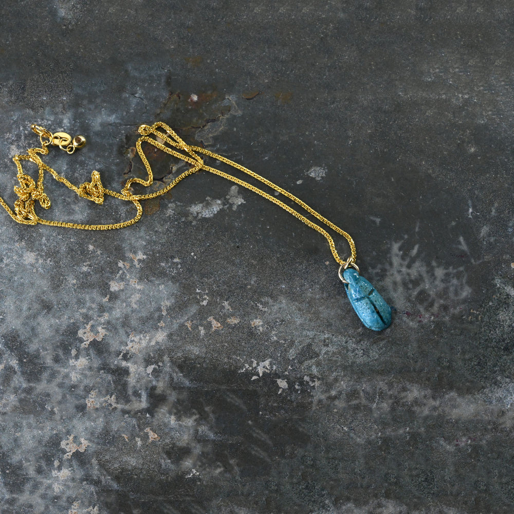 An Egyptian Faience Beetle Amulet pendant, New Kingdom, ca. 1550 - 1069 BCE