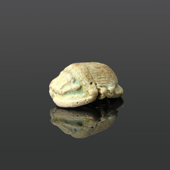 A large Egyptian Green Faience Heart Scarab, Late Period, ca. 664 - 332 BCE