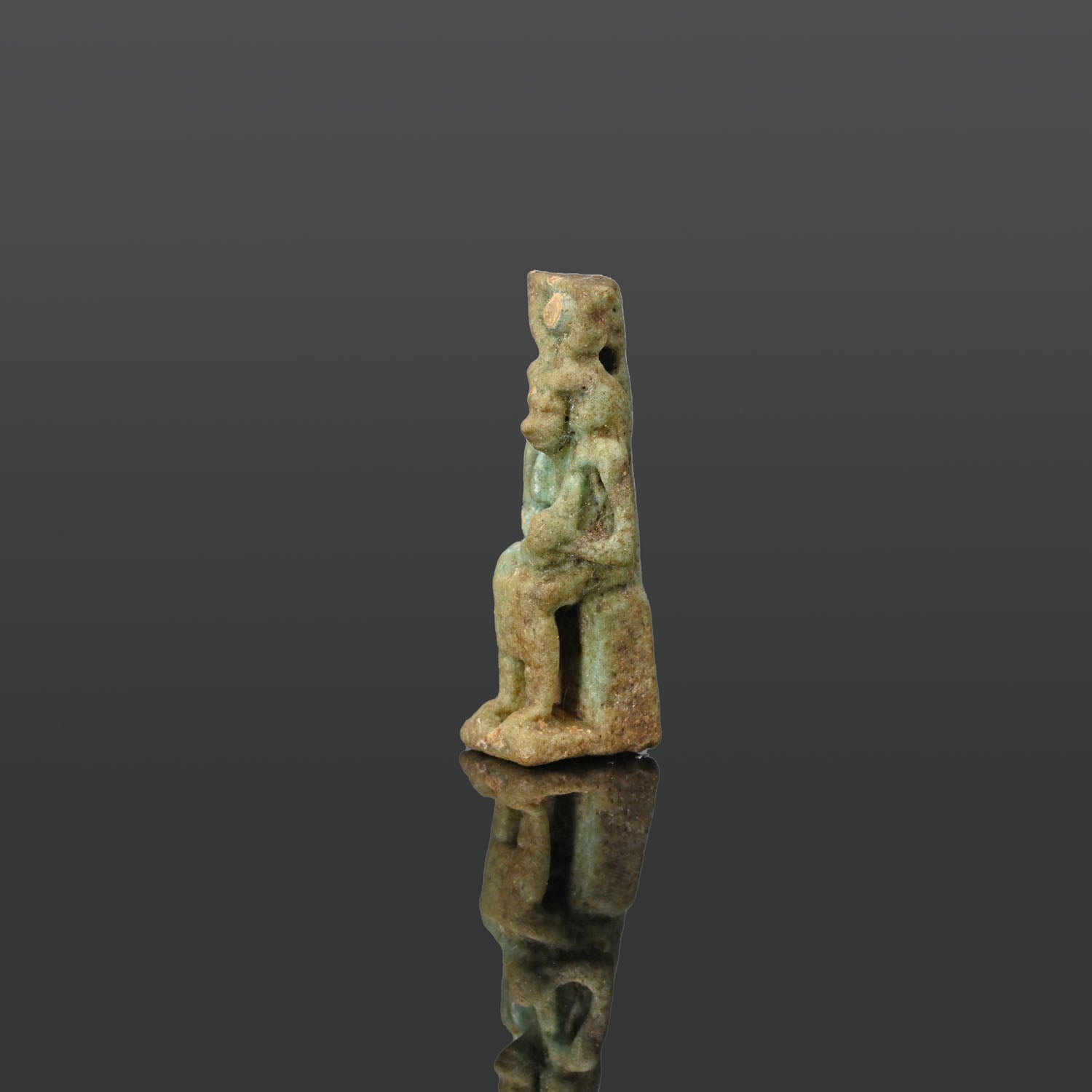 An Egyptian Faience Amulet of Isis-Hathor, Late Period, ca. 664 - 332 BCE