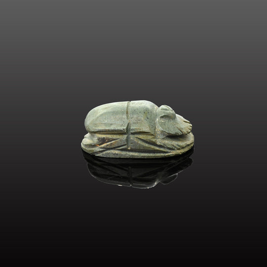A large Egyptian Greenstone Heart Scarab, Late Period, ca. 664 - 332  BCE