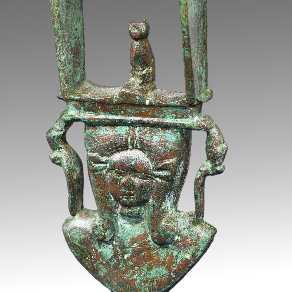 An Egyptian Bronze Sistrum, 26th Dynasty, Saite Period, ca. 664 - 525 BCE