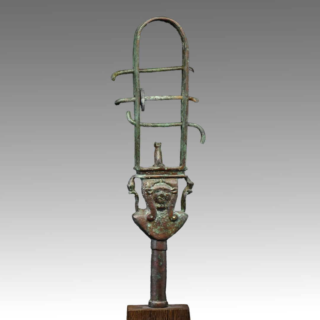 An Egyptian Bronze Sistrum, 26th Dynasty, Saite Period, ca. 664 - 525 BCE