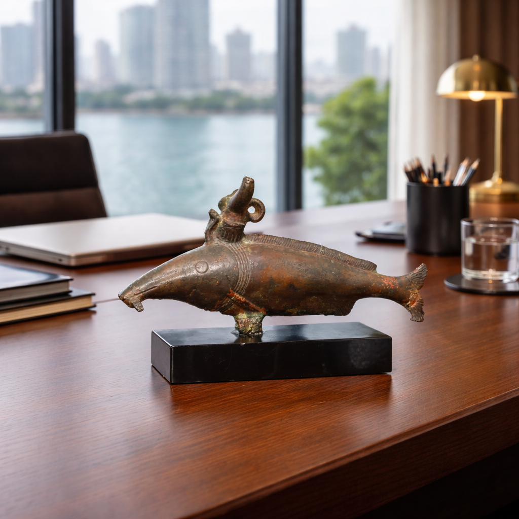 An Egyptian bronze Oxyrhynchus Fish, Late Period, ca. 664 - 332 BCE