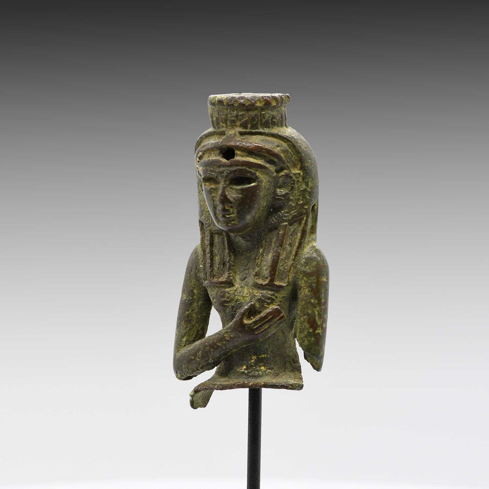 An Egyptian Bronze Fragmentary Status of Isis, Late Period, 26th Dynasty, ca. 664 - 525 BCE
