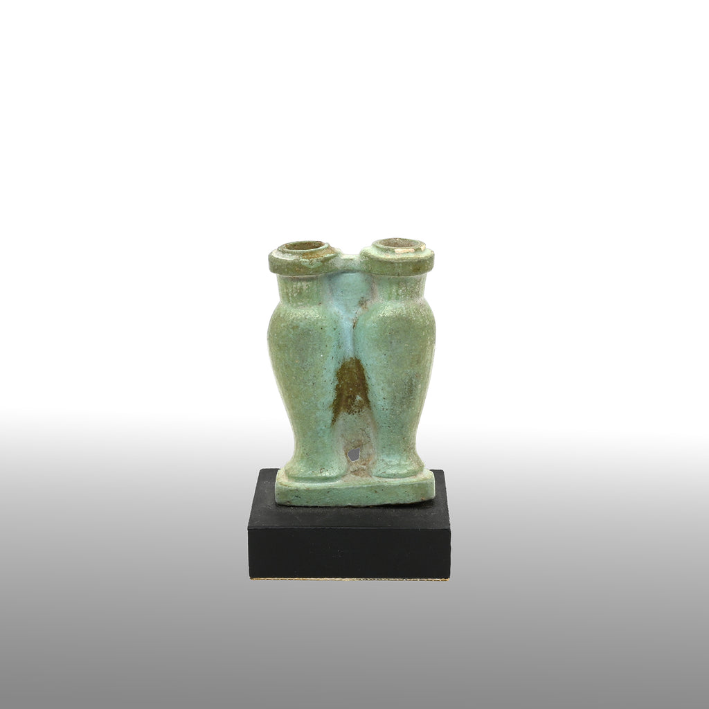 A Published Egyptian Faience Double Kohl Jar, Late Period, ca. 664 - 332 BCE