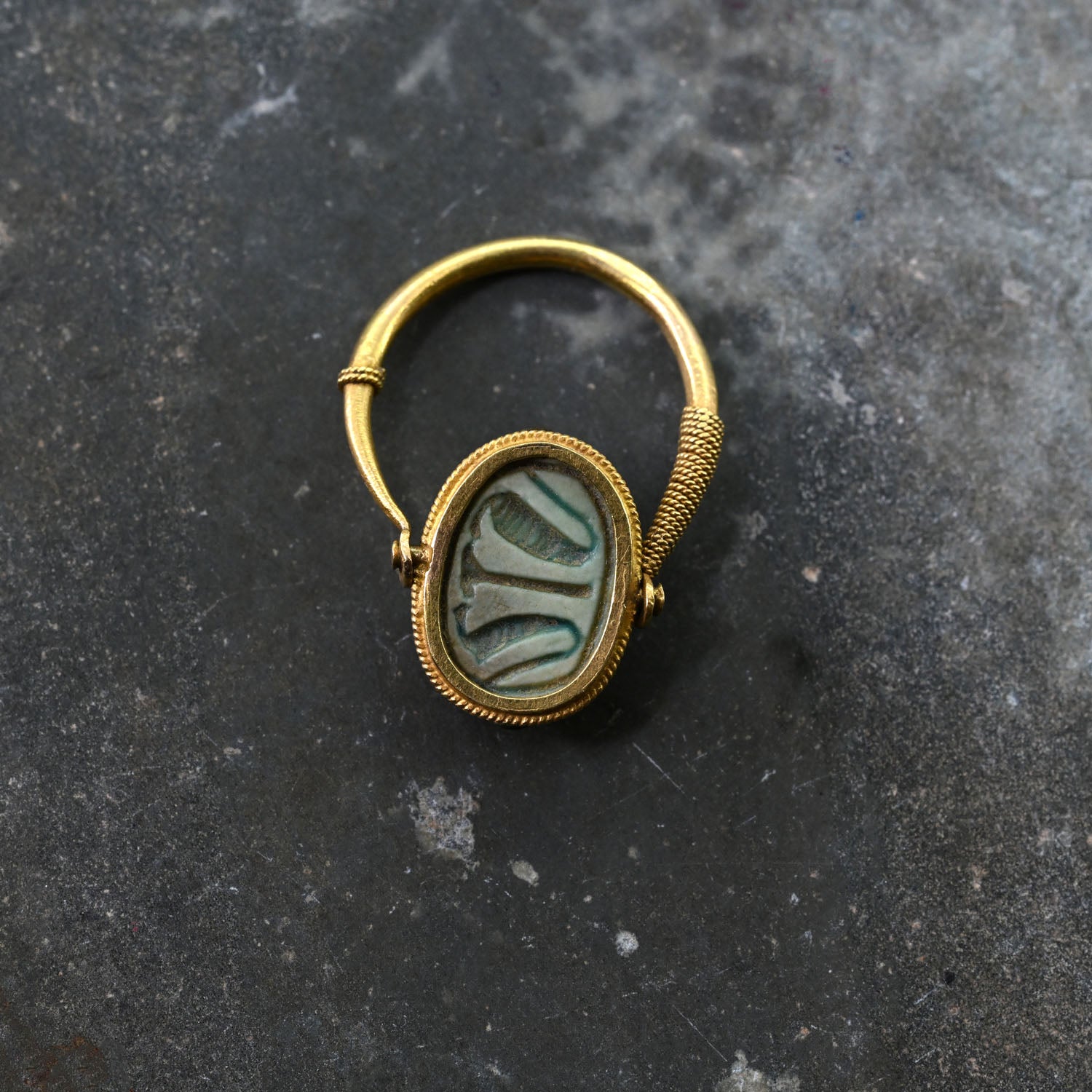 An Egyptian Scarab Swivel Ring, New Kingdom, ca. 1550 - 1069 BCE