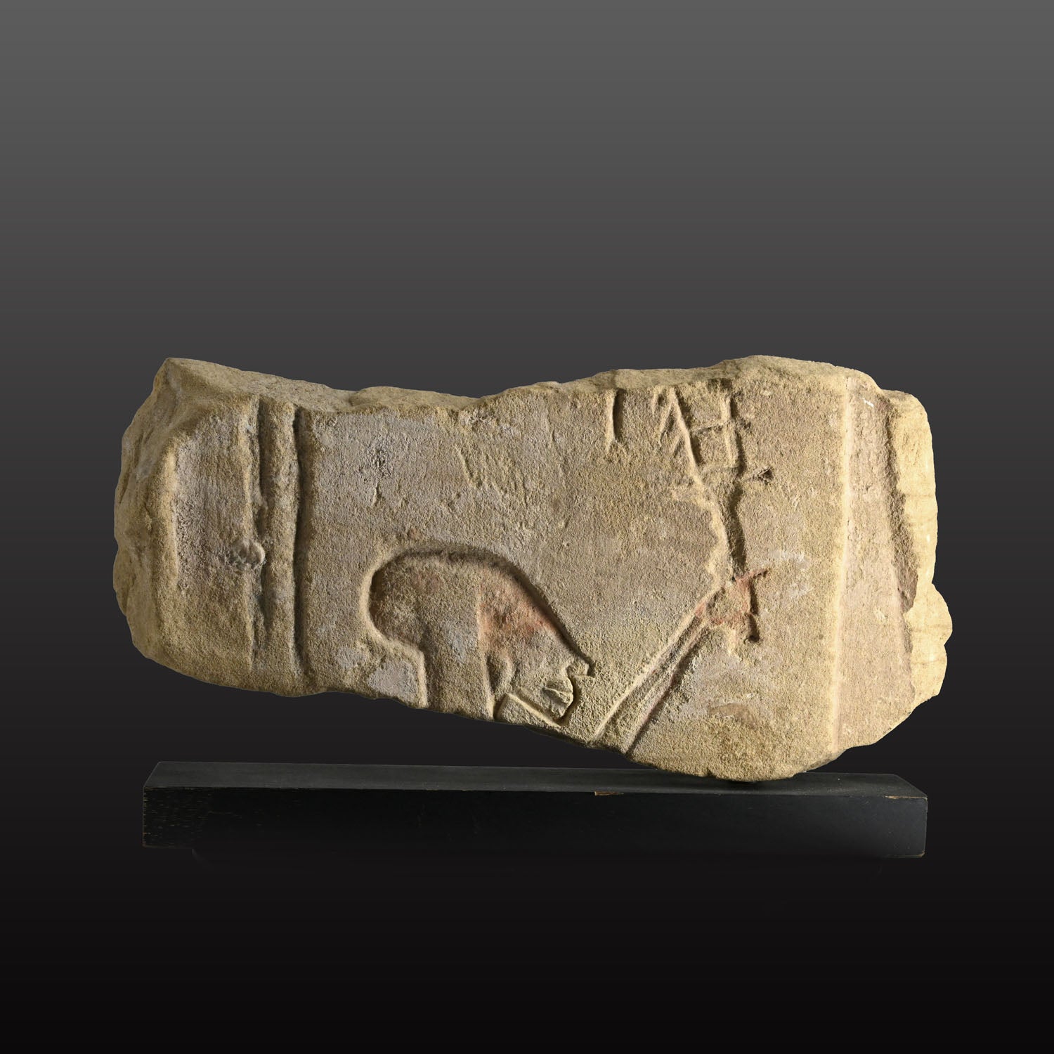 A Published Amarna Sandstone Relief Fragment Depicting Merit-Aten Holding a Sistrum, Amarna Period, ca. 1379 – 1362 BCE,