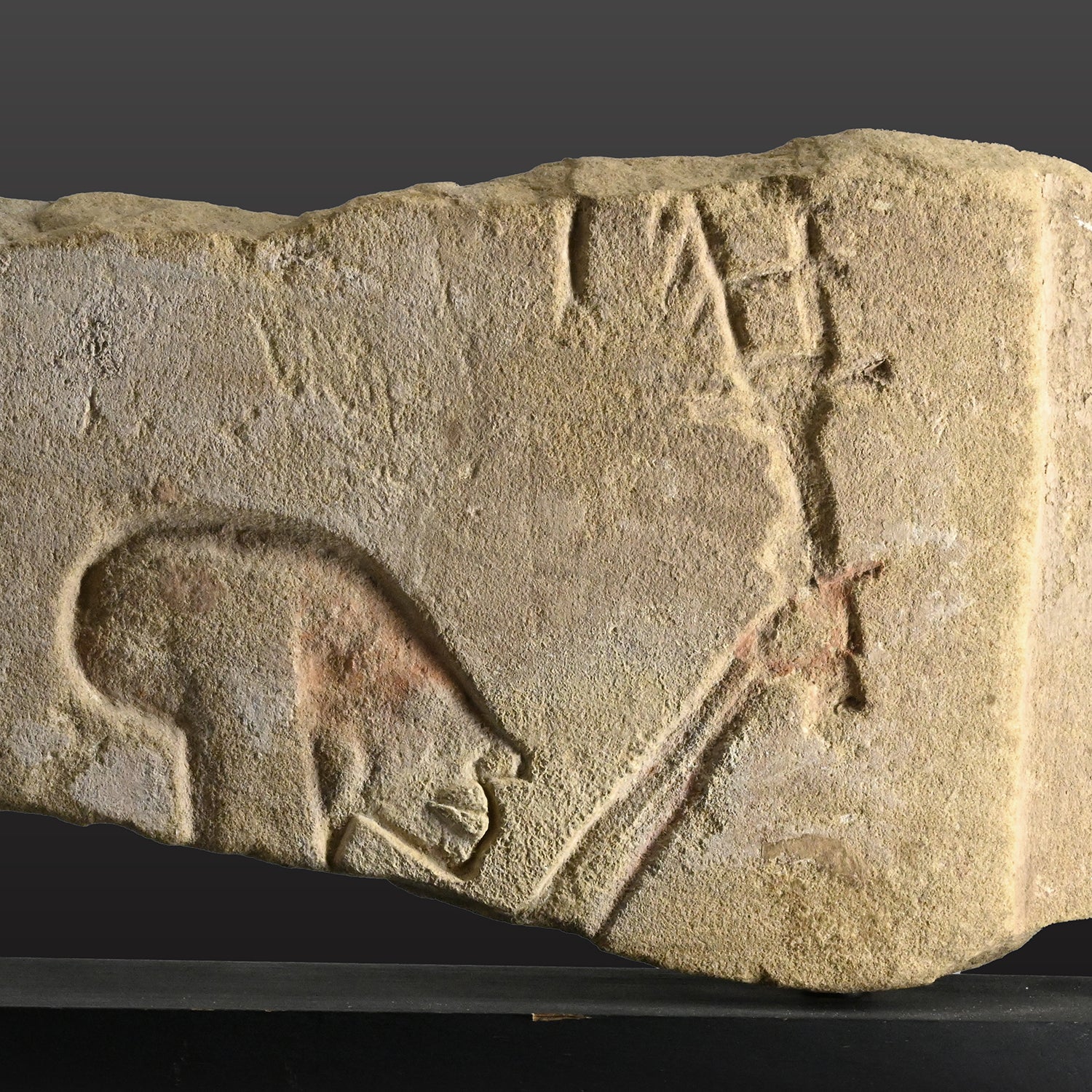 A Published Amarna Sandstone Relief Fragment Depicting Merit-Aten Holding a Sistrum, Amarna Period, ca. 1379 – 1362 BCE,