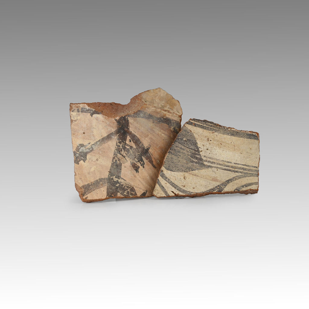 Deux tessons de terre cuite peints d'Amarna, Période amarnienne, vers 1350 - 1334 av. J.-C.