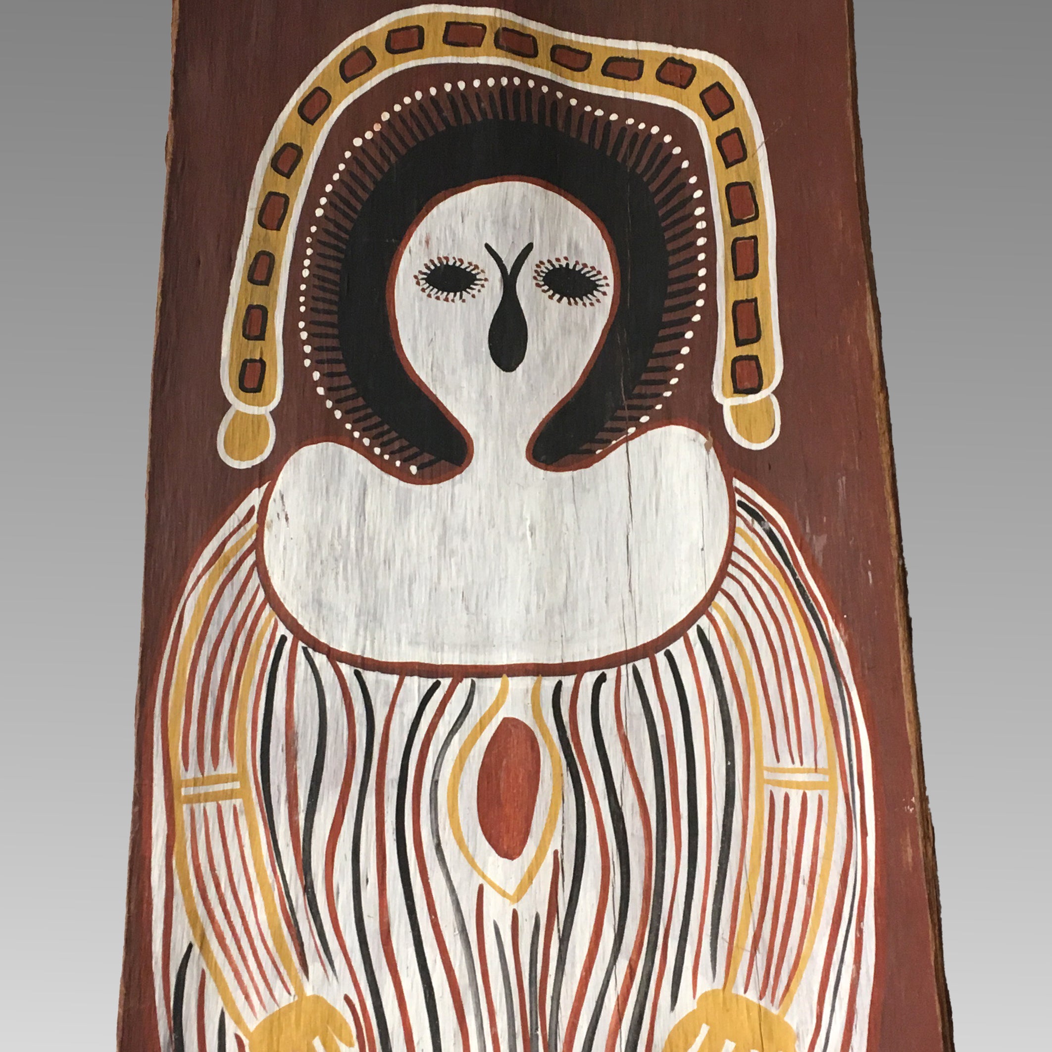 An Australian Aboriginal Wandjina Figure on Bark Panel, early 20th century,