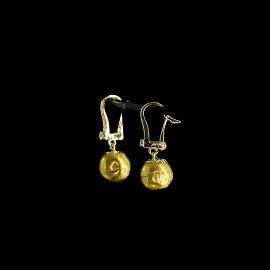 A pair of Greek gold ball beads set as Earrings, Hellenistic Period, ca. 3rd - 1st century BCE