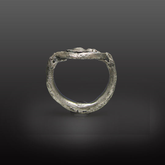 A Rare Greek Silver Ring with Cicada and Serpent Motif, Archaic Period, ca. 6th - 5th century BCE
