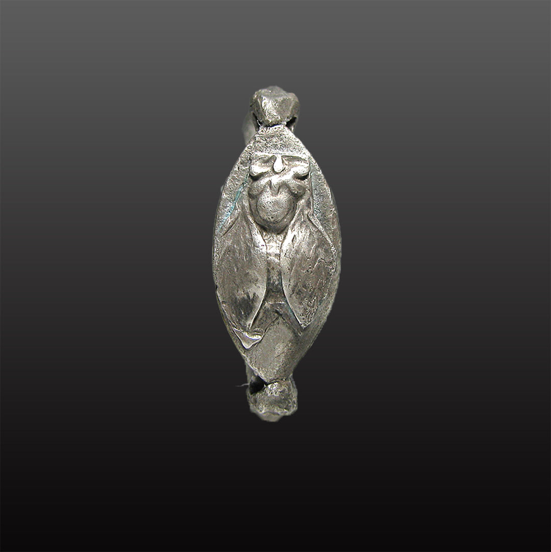 A Rare Greek Silver Ring with Cicada and Serpent Motif, Archaic Period, ca. 6th - 5th century BCE