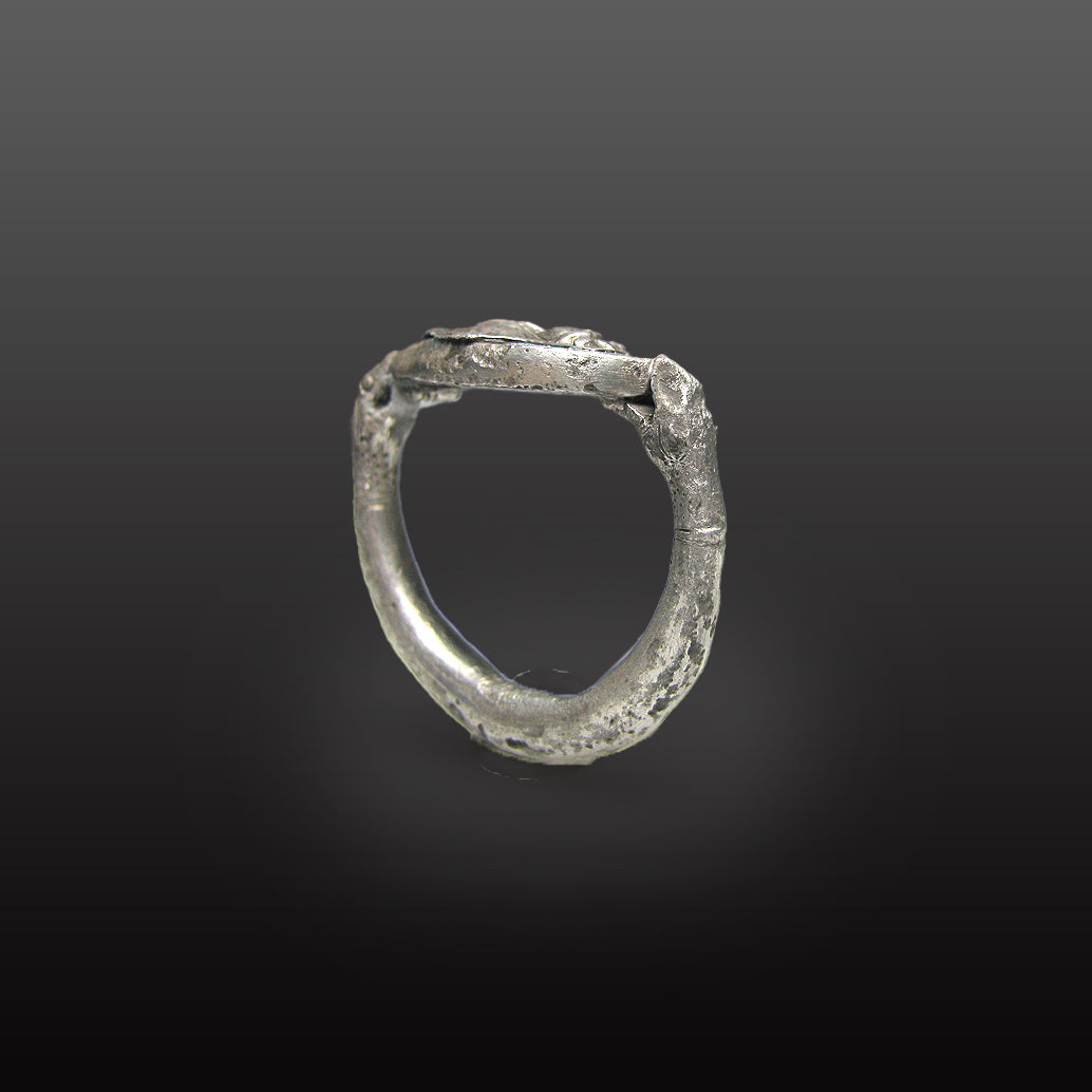 A Rare Greek Silver Ring with Cicada and Serpent Motif, Archaic Period, ca. 6th - 5th century BCE