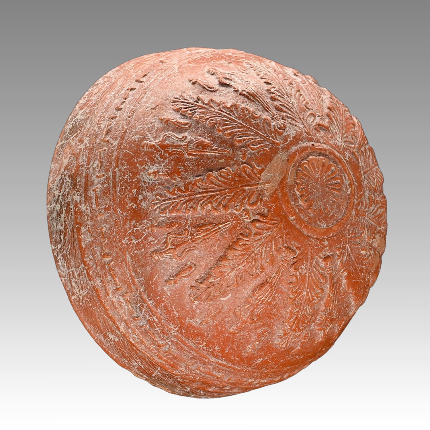 A Published Megarian Ware Pottery Bowl, Hellenistic Period, ca. 3rd century BCE