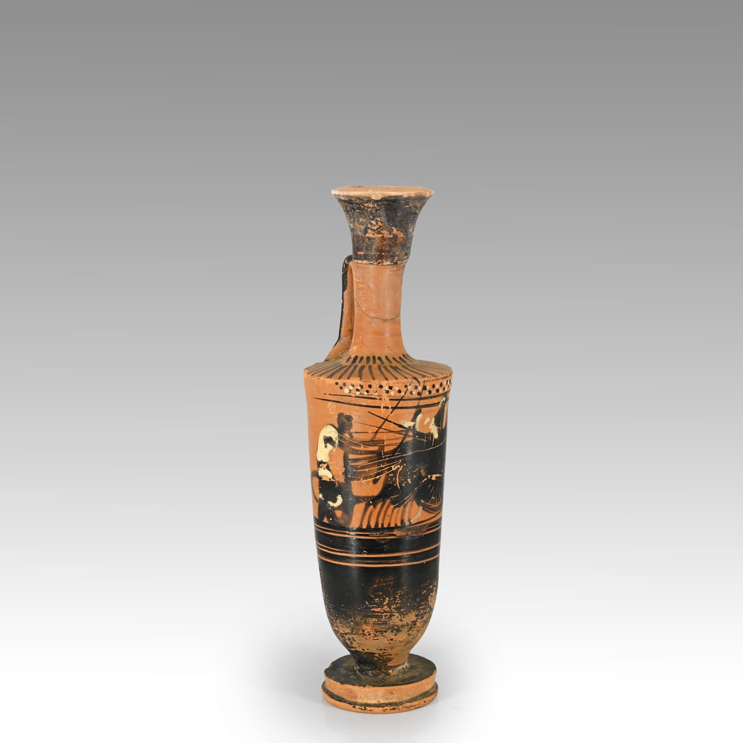 Attic Black Figure Lekythos, Group of Haimon Painter, ca. 6th Century BCE