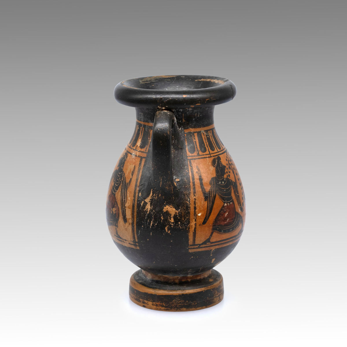 Greek Miniature Black Figure Amphora, Attributed to the Affecter Painter, ca. 6th century BCE