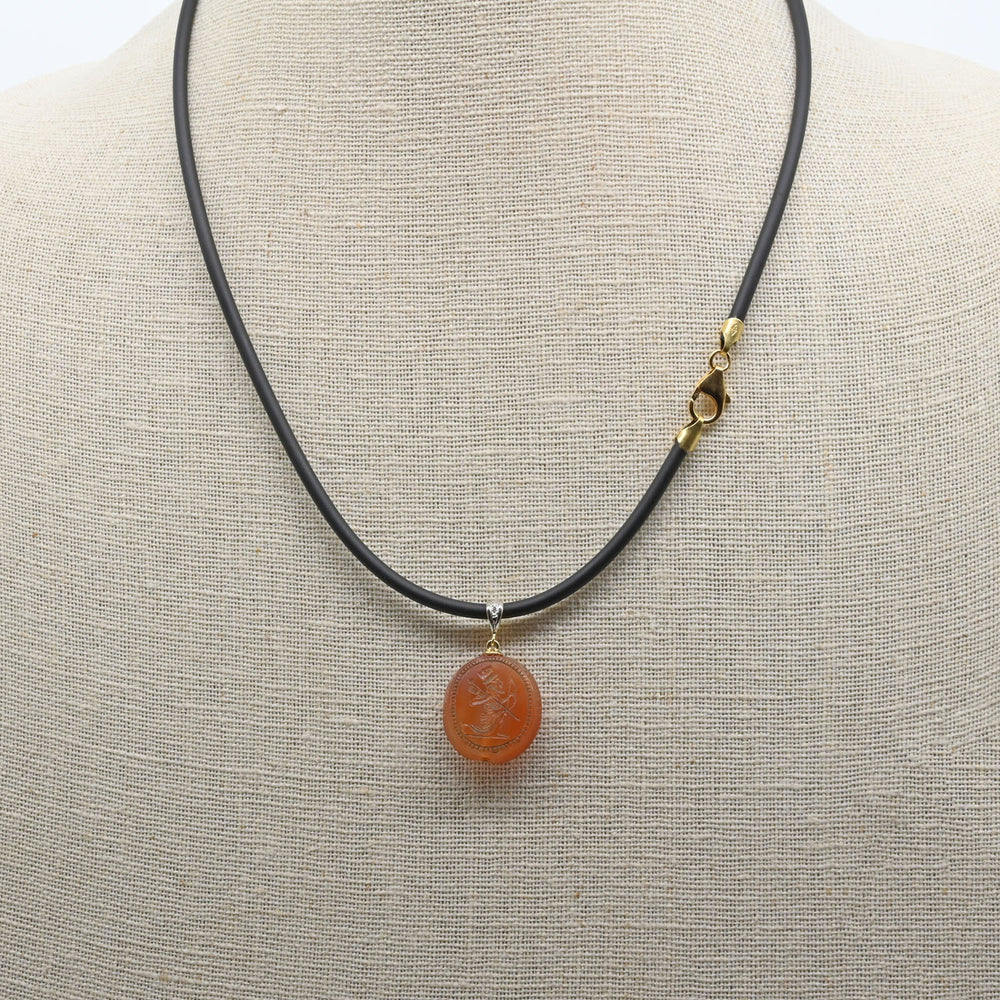 A superb Achaemenid Agate Stamp Seal with Kneeling King, Persian Empire, ca. 550 - 330 BCE