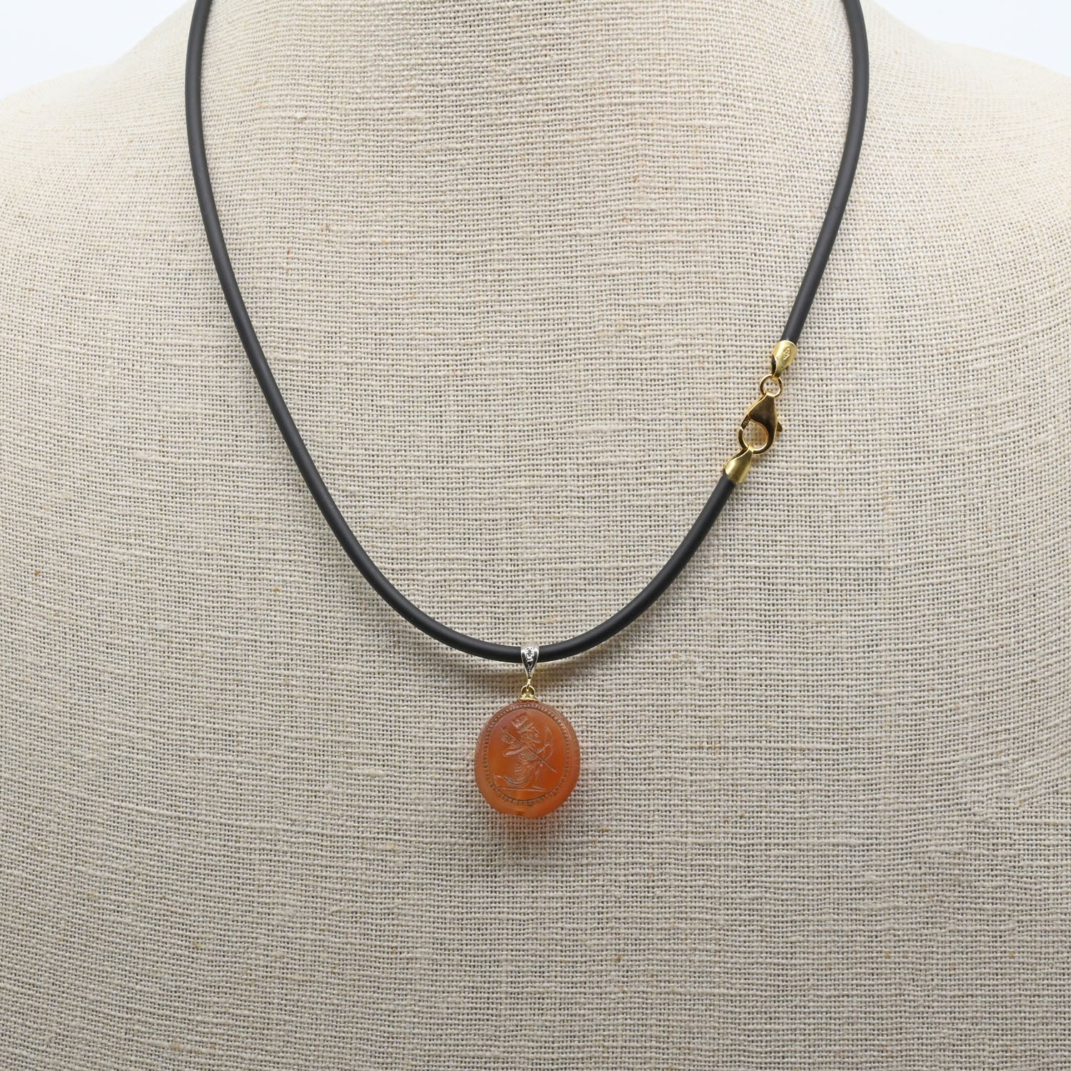 A superb Achaemenid Agate Stamp Seal with Kneeling King, Persian Empire, ca. 550 - 330 BCE