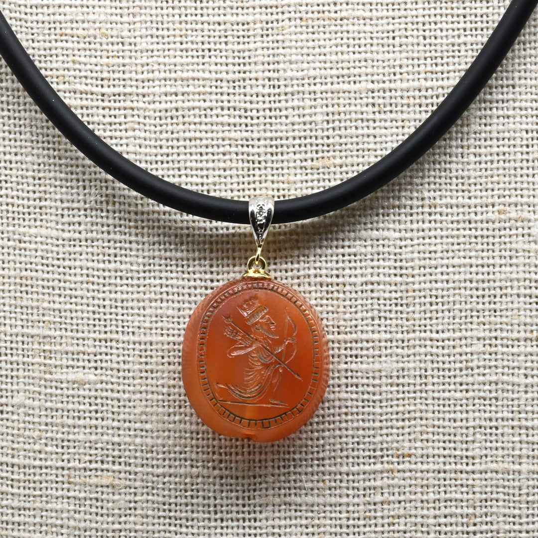 A superb Achaemenid Agate Stamp Seal with Kneeling King, Persian Empire, ca. 550 - 330 BCE