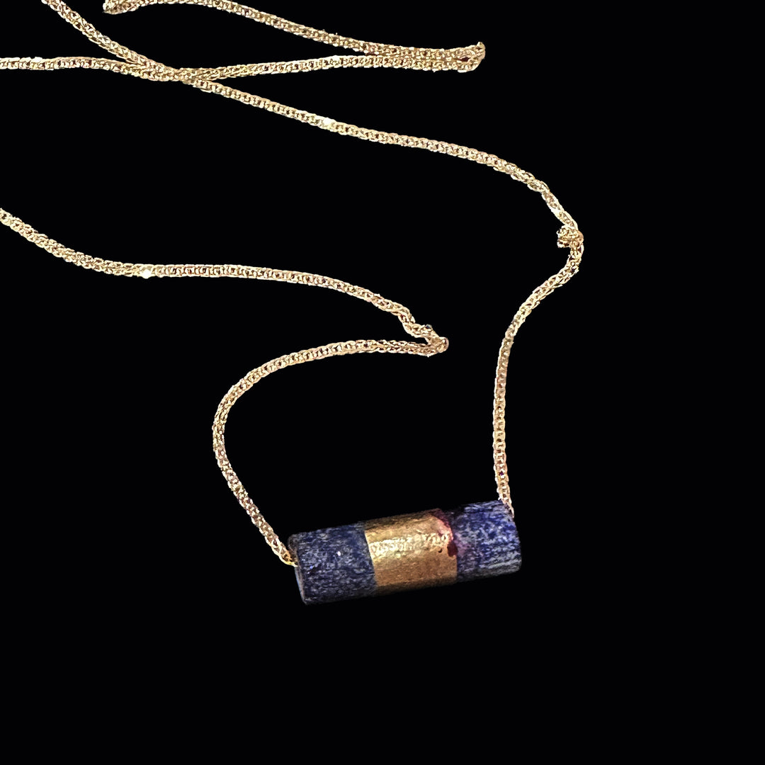 A Near Eastern Lapis Lazuli & Gold Bead Pendant, Third Dynasty of Ur, ca. 2150 - 2000 BCE