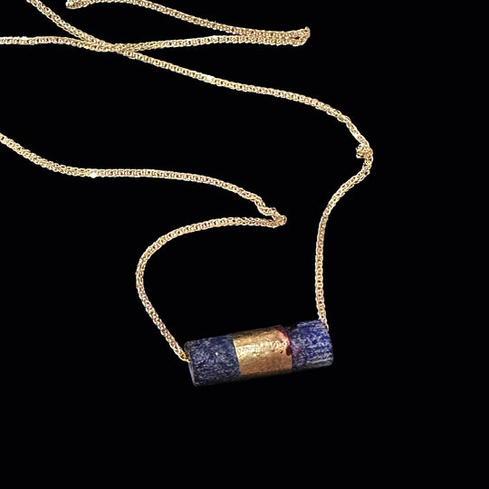 A Near Eastern Lapis Lazuli & Gold Bead Pendant, Third Dynasty of Ur, ca. 2150 - 2000 BCE