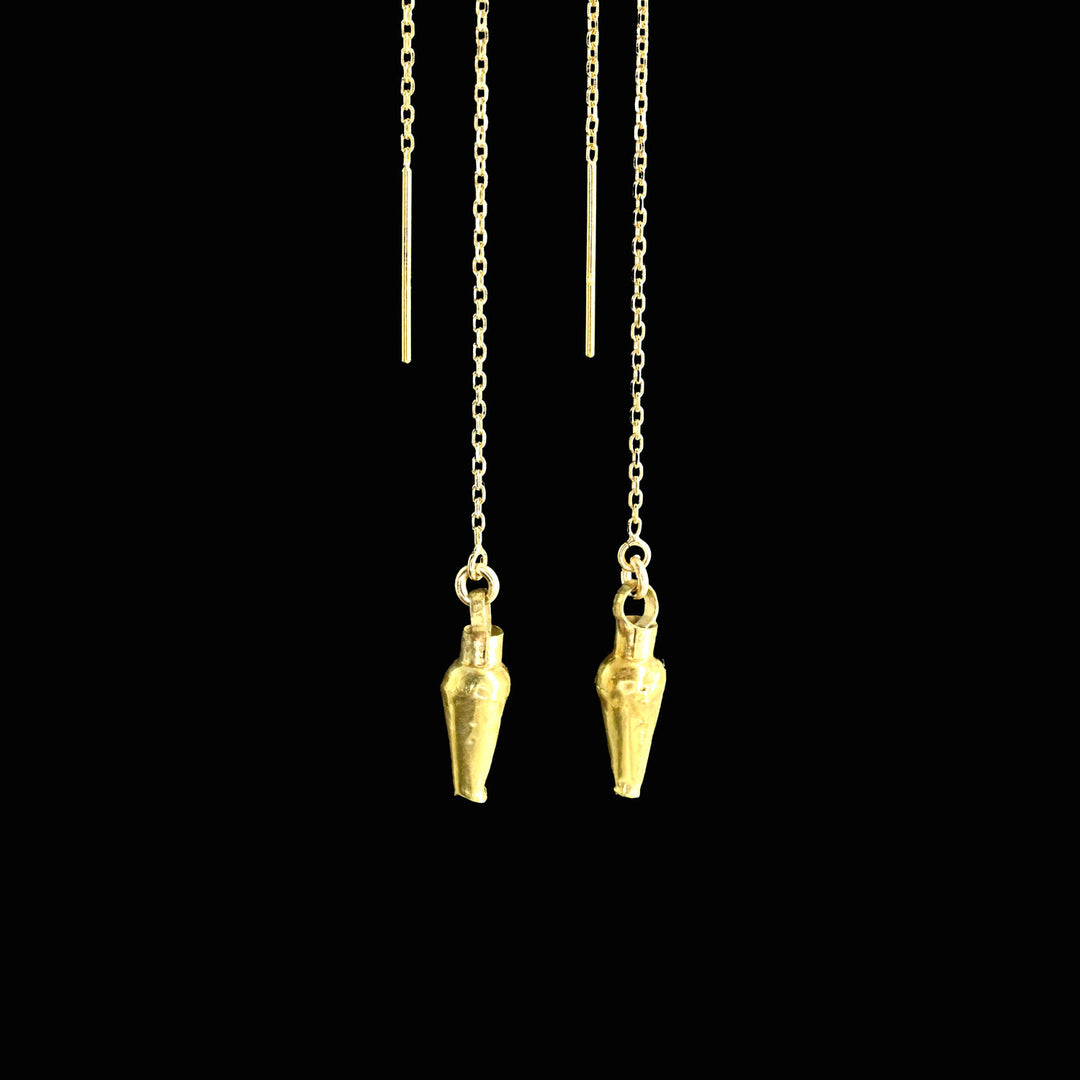 A pair of Greek gold Pendant earrings, Hellenistic Period, ca. 3rd - 1st century BCE