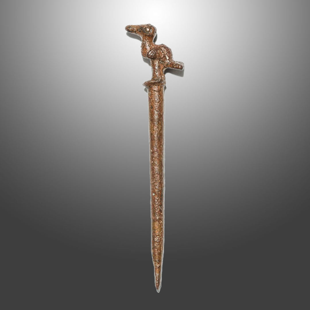 A Moche-Chimu Copper Water Bird Spoon, ca. 500 - 1000 CE