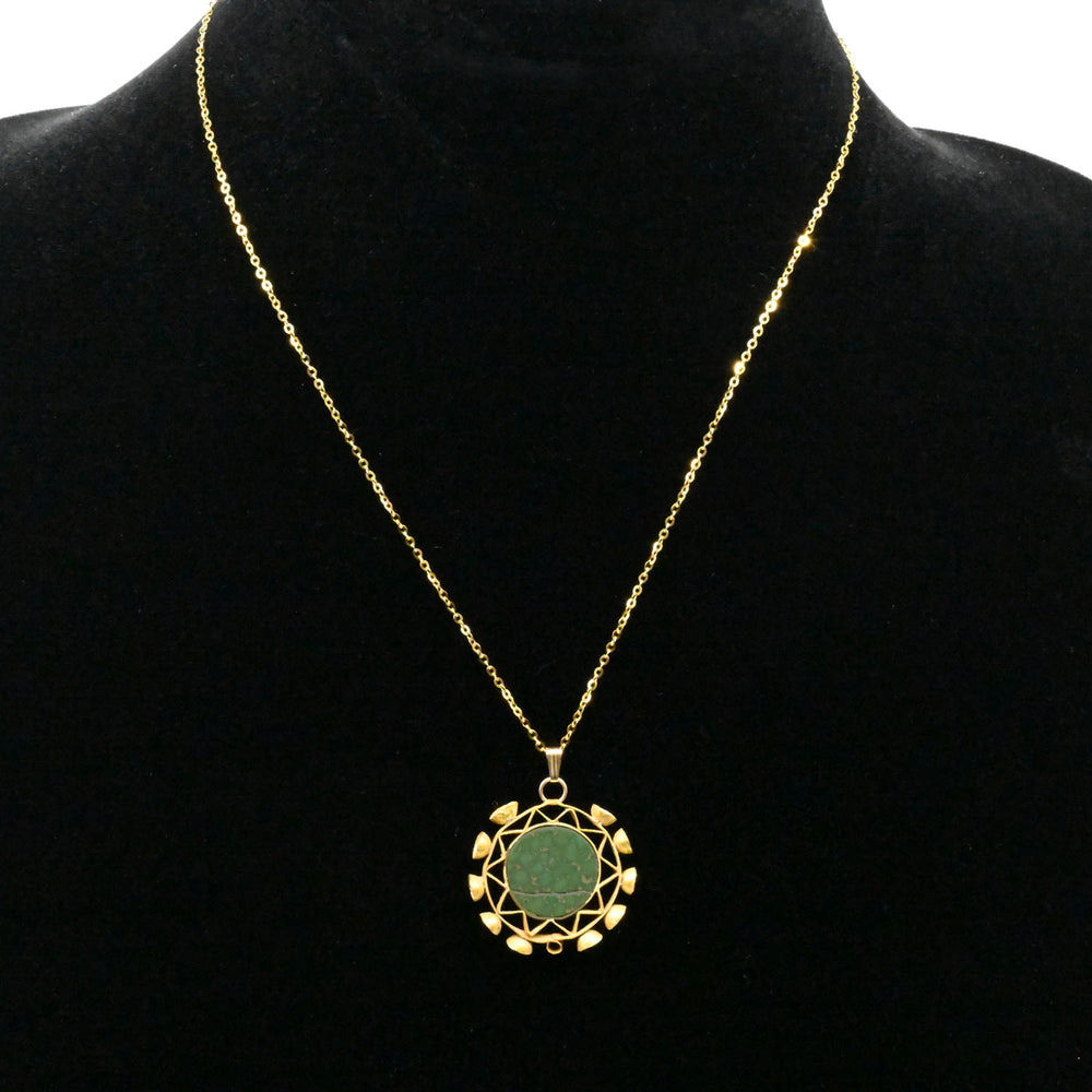 A Moche-Sicán Chrysocolla and Gold Pendant, Early Intermediate - Middle Horizon Period, ca. 500 - 1000 CE