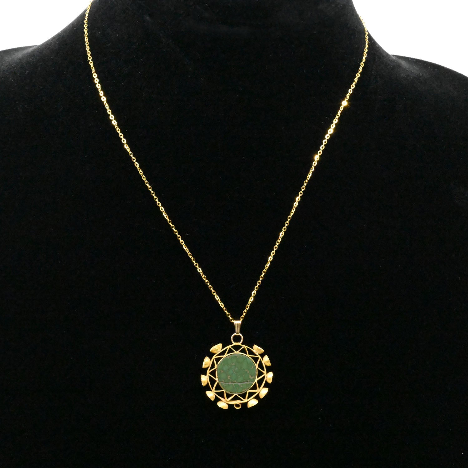 A Moche-Sicán Chrysocolla and Gold Pendant, Early Intermediate - Middle Horizon Period, ca. 500 - 1000 CE