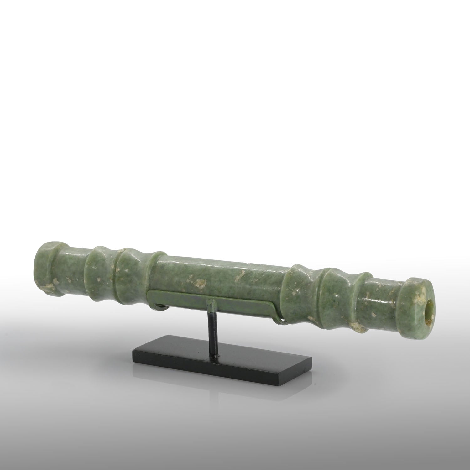 A Rare and Exceptional Maya Jade Tubular Bead, Classic Period, ca. 500 - 800 CE