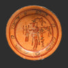 A large Mayan Orangeware Plate with Maize God Dancer, Classic Period, ca. 300 - 400 CE