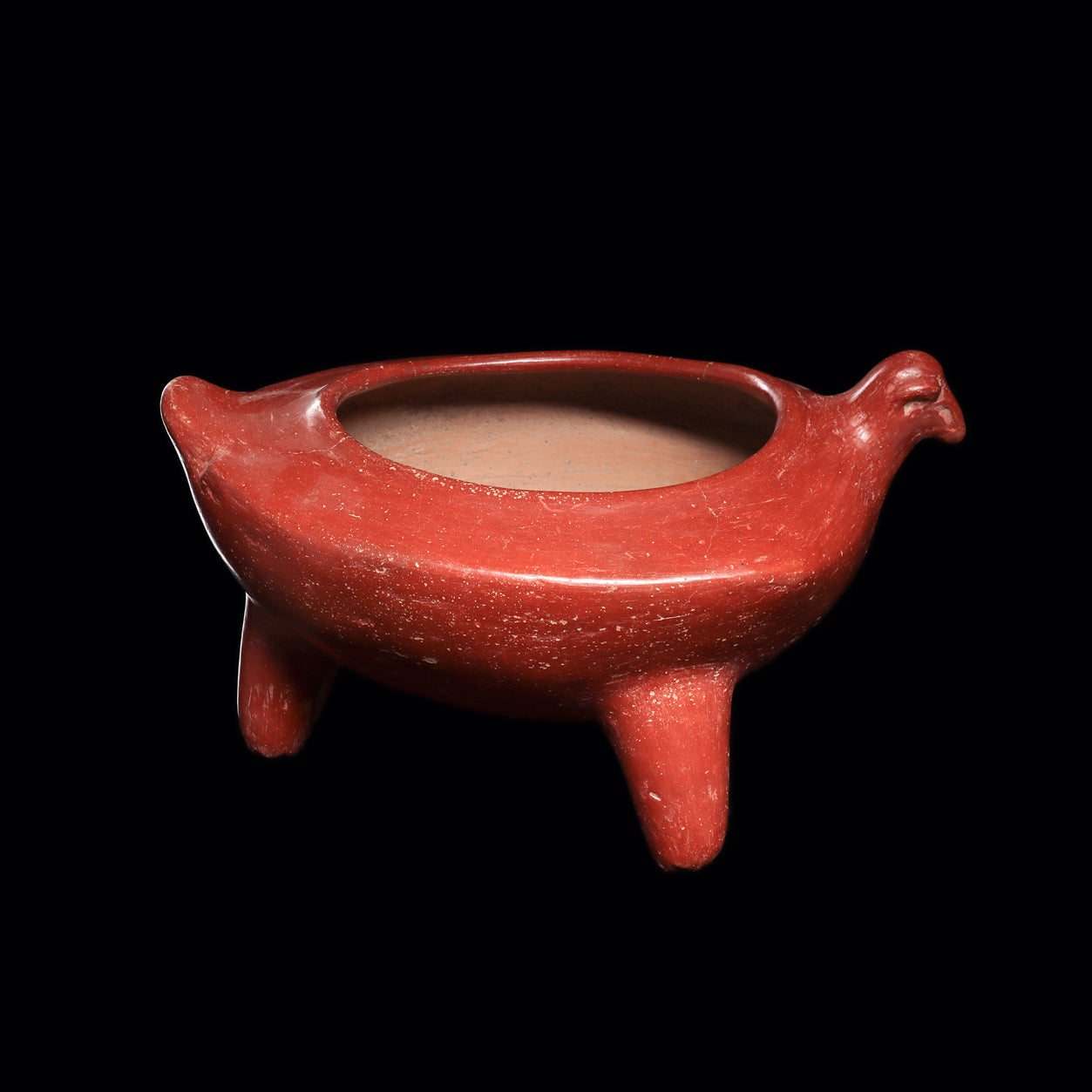 A Chupicuaro Redware Tripod Avian Bowl, Pre-Classic Period, ca. 400 - 100 BCE