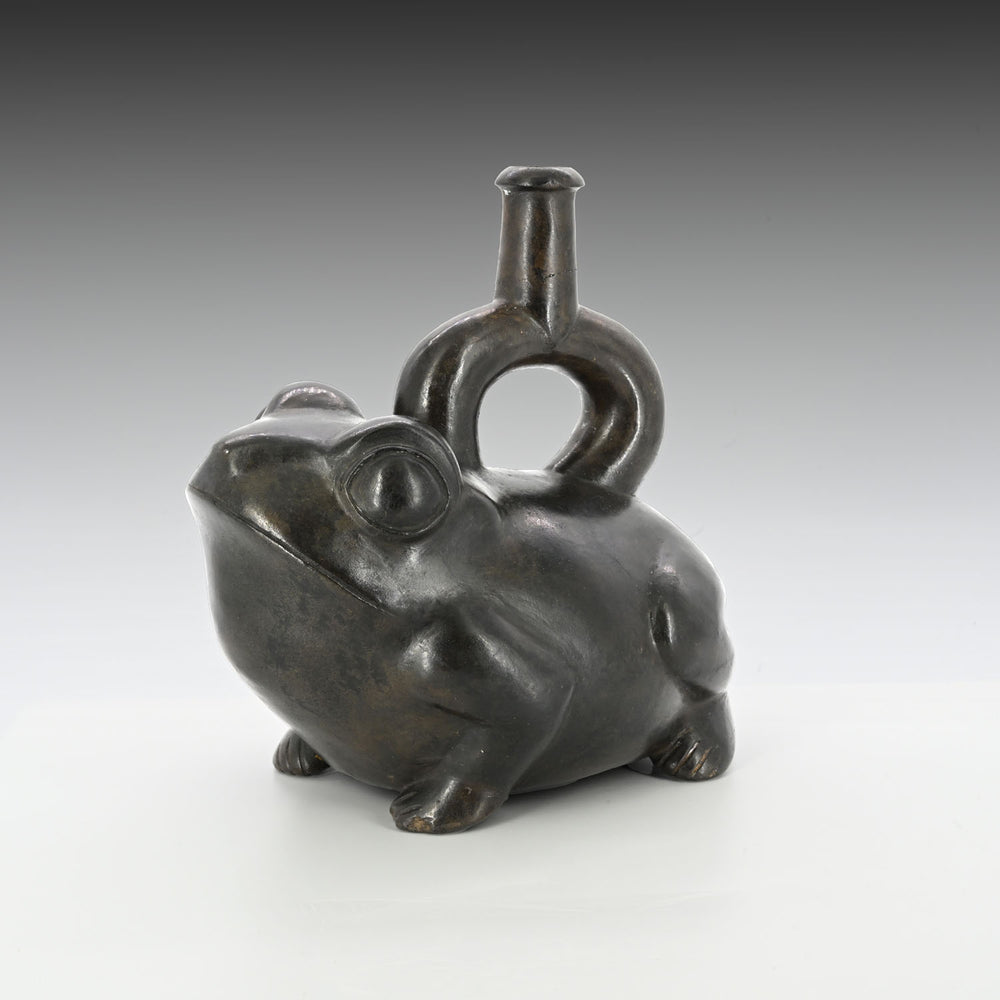 A Published Moche Blackware Frog Effigy Vessel, Moche I-II, Early Intermediate Period - Middle Horizon, ca. 100 - 300 CE