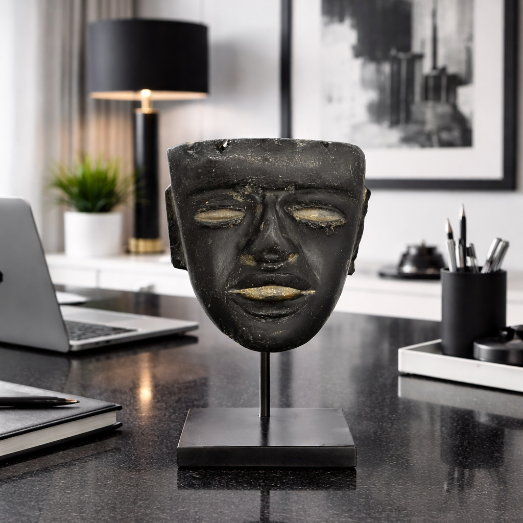 A fine Teotihuacan Obsidian Stone Mask, Early Classic Period, ca. 450 - 650 CE