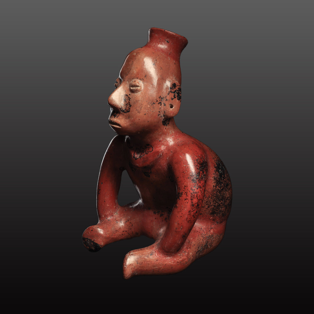 Colima Redware Seated Hunchback Figure, Protoclassic to Early Classic Period, ca. 100 BCE – 250 CE